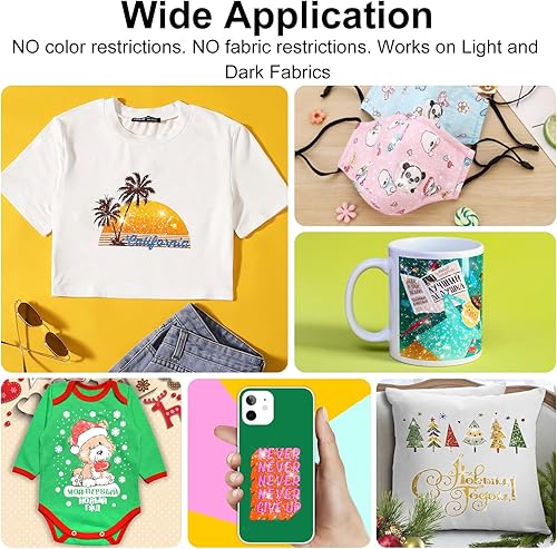 Miniatura 3 de CenDale Película de transferencia DTF con purpurina, 8.5 x 11 pulgadas, 30 hojas de película DTF con purpurina colorida para trucos de sublimación,