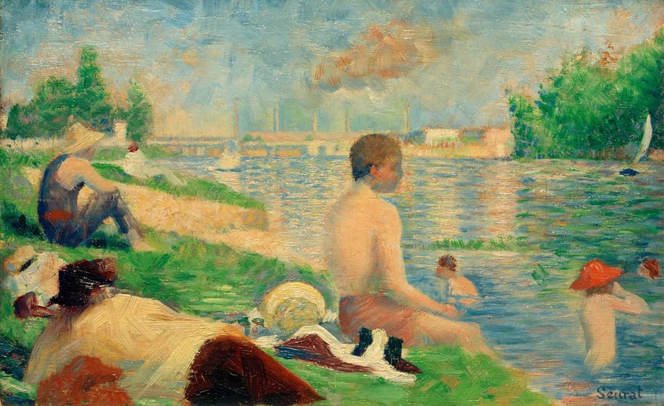 Serendipitp No Frame Vintage Wall Art Canvas Nordic Poster Canvas Print Picture Bathing By Georges Seurat Wall Art Poster For Home Decor 60X90cm