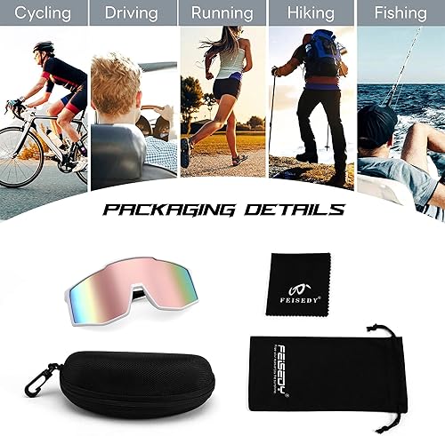 Miniatura 8 de FEISEDY Gafas de sol deportivas hombres mujeres al aire libre ciclismo gafas de sol adolescentes béisbol tenis gafas de sol B0061