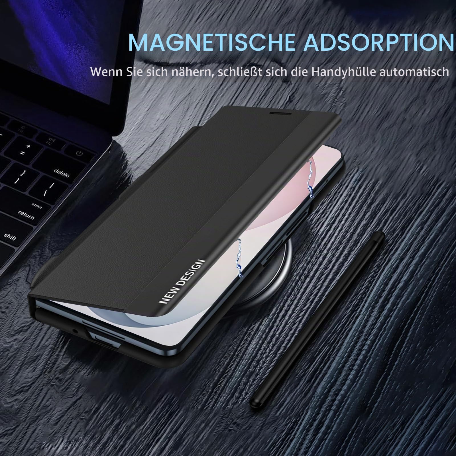Handyhülle für Samsung Galaxy Z Fold 8 Ultra Hülle mit Stift Case (Schwarz)