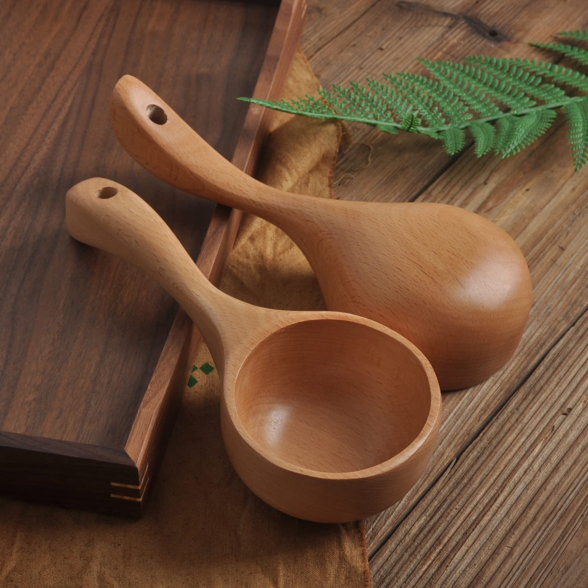 Mestolo In Legno Massello Multifunzione, Paletta Per Riso, Farina E Sale Da Bagno, Lunghezza 22 Cm, Diametro 8,5 Cm - 3