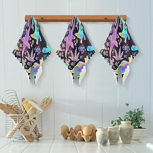 Miniatura 5 de Neon Dinosaurs Kawaii Soft Print Microfiber Dish Towels Absorbent 6 Pack Kitchen Accessories for Cooking for Restaurant Sink