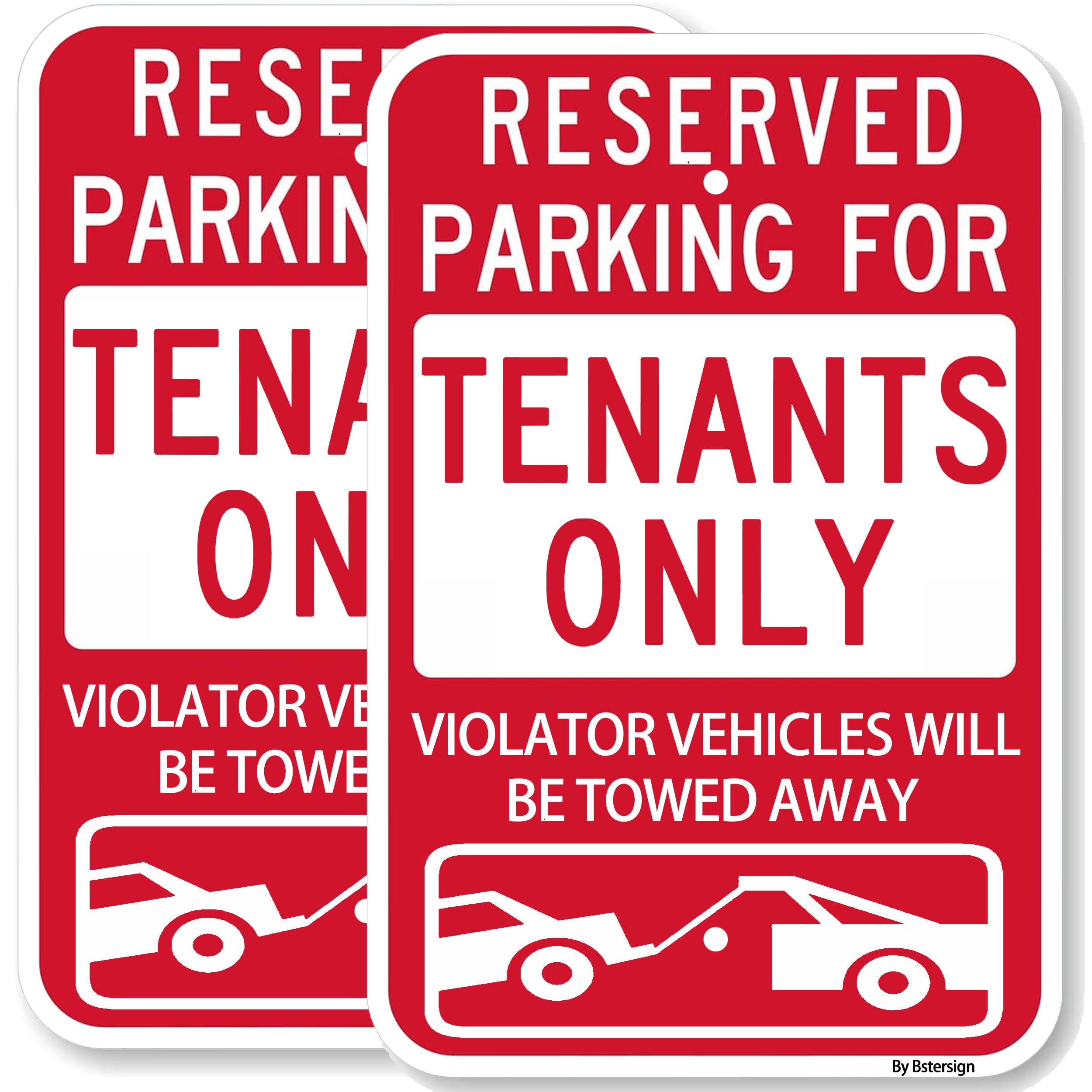 2-Pack Large Reserved Parking Sign for Tenants Only, 18 x 12 inches, Reflective Aluminum Metal, Fading Resistant