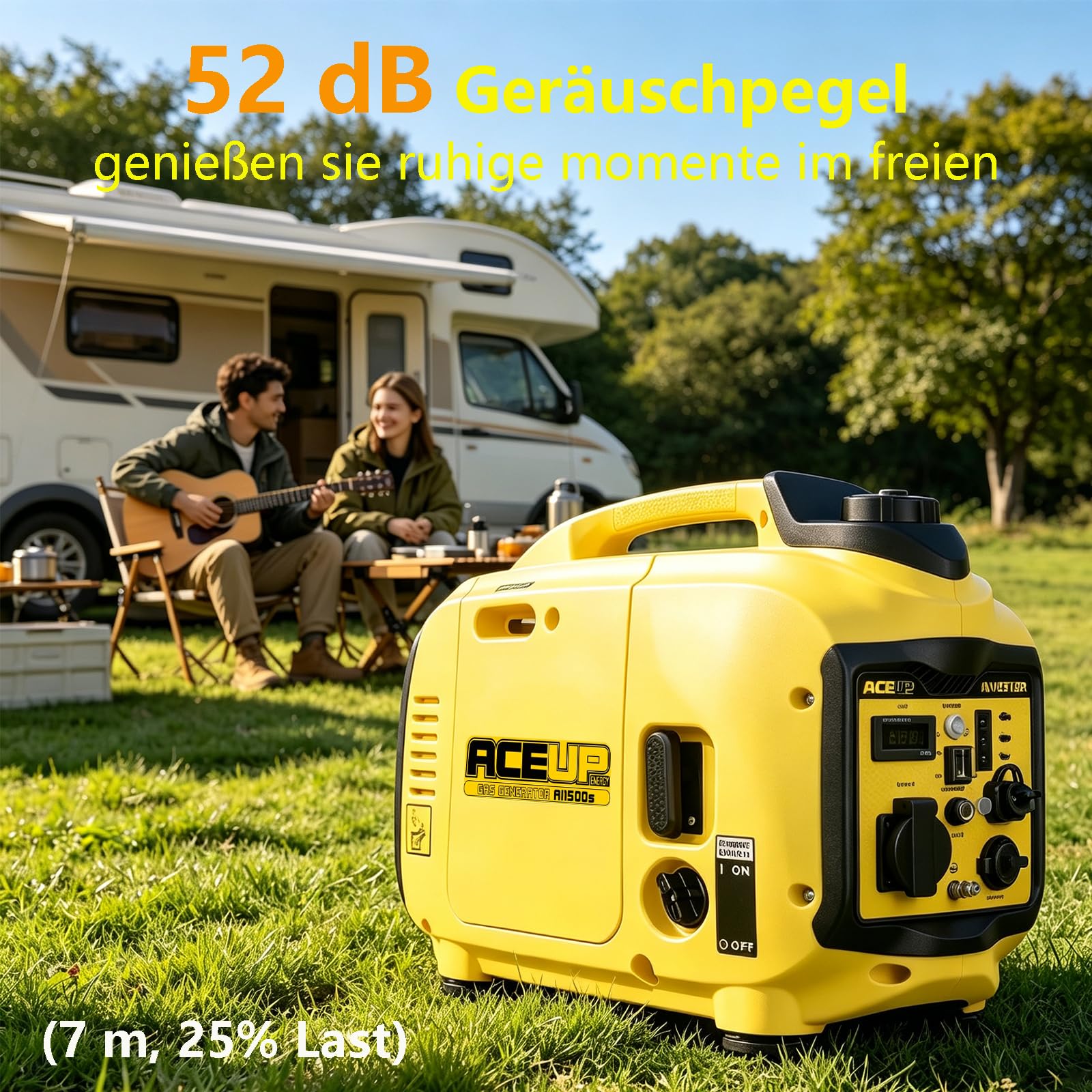 Aceup Energy 1300 W Générateur à Essence Silencieux Groupe Électrogène Inverter Portable avec Port USB et Prises 230 V, 12 V pour le Camping Caravane et Urgence Coupure de courant