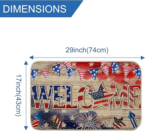 Miniatura 3 de Tapete para puerta del 4 de julio, tapete patriótico de bienvenida al aire libre para puerta delantera, 4 de julio, bandera estadounidense,