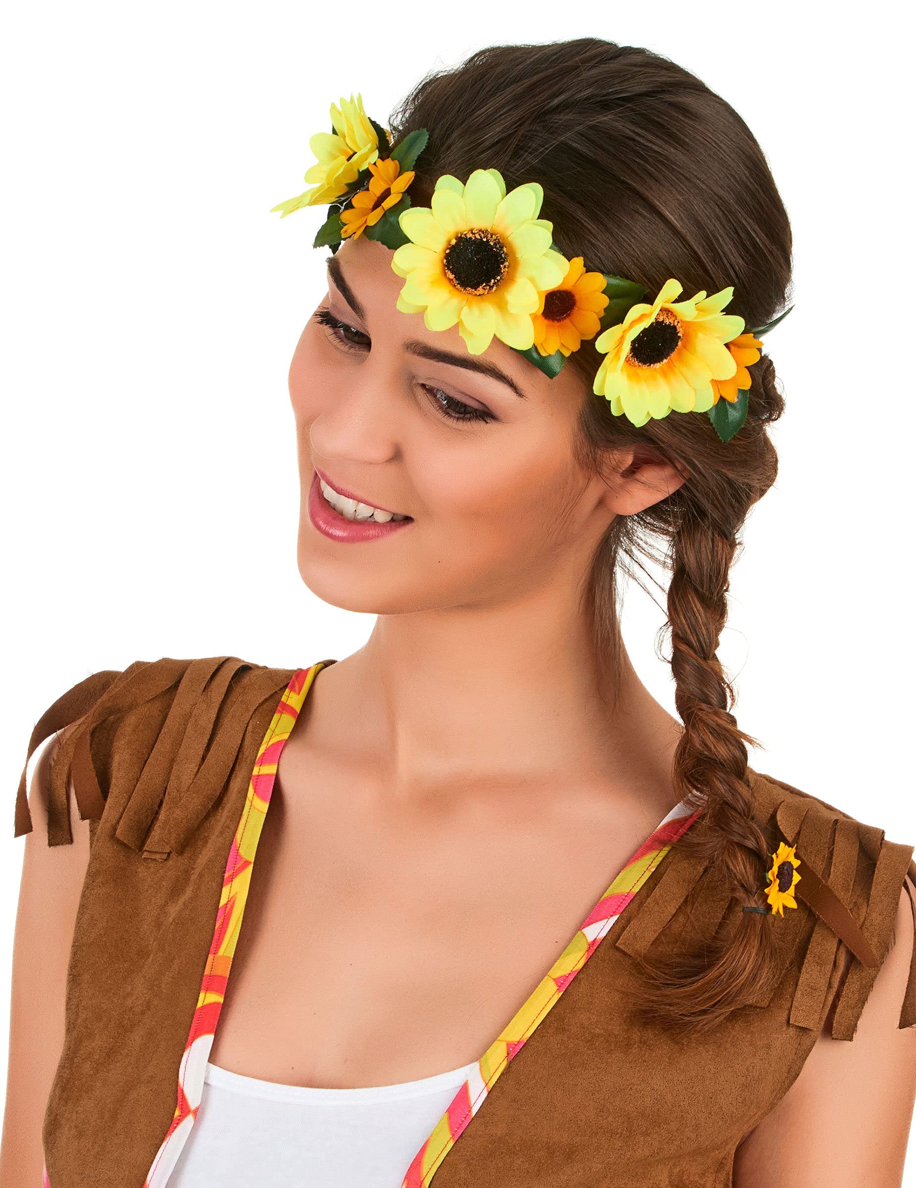 Hippie-Blumenkranz Von DEGUISE TOI – Bunter Blumen-Haarschmuck Für Erwachsene, Perfekt Für Festival & Kostümpartys