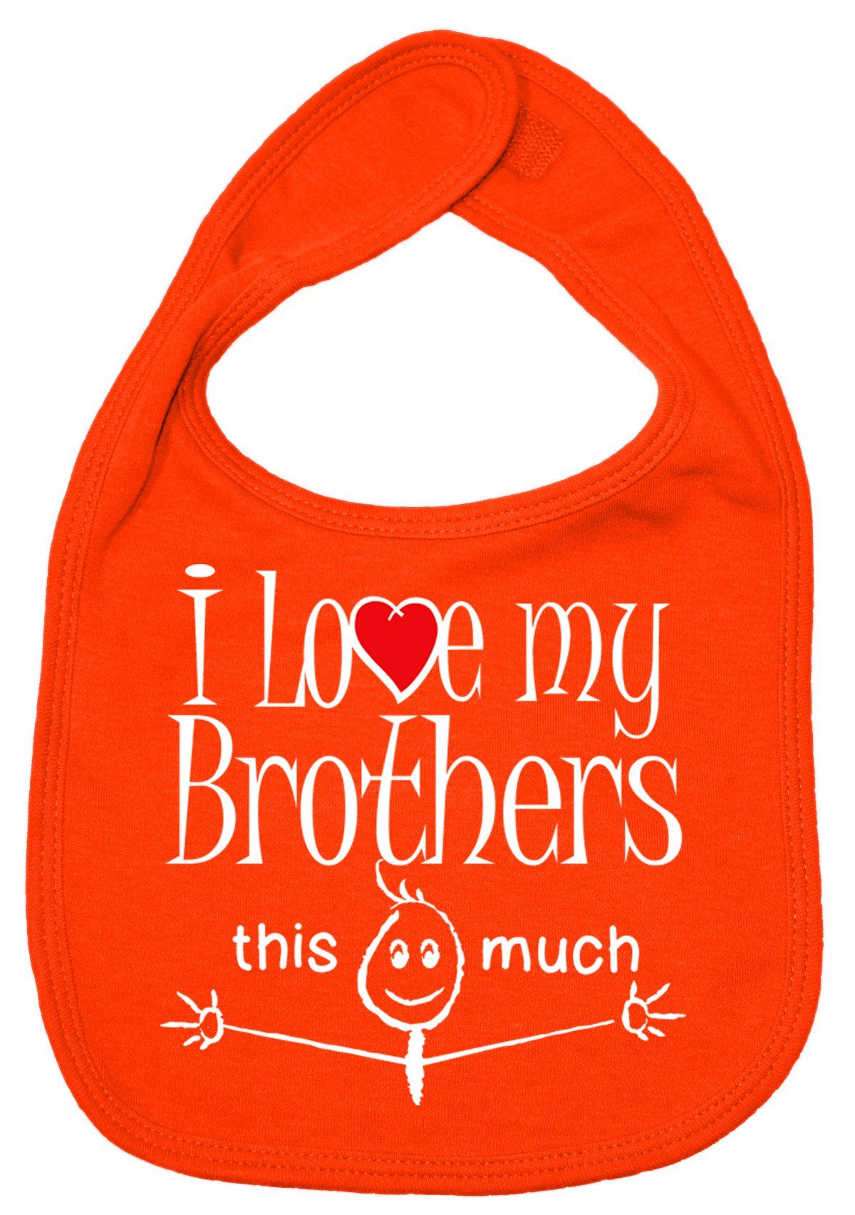 Image is Everything IiE, I Love My Brothers This Much, Sibling Baby Unisex Soft Cotton Feeding Bib, Orange