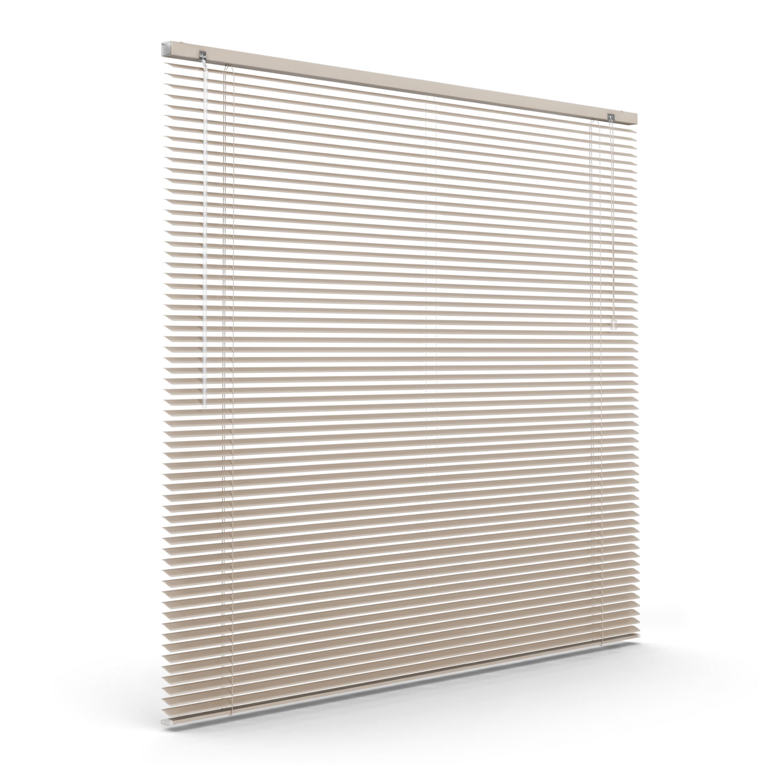 Victoria M. Store Vénitien en Aluminium LightLess Prime – Lames 25 mm Profil en L pour Occultation Totale & Intimité, sans perçage, Clips de Fixation Inclus, 80 x 130 cm, Gris-Beige
