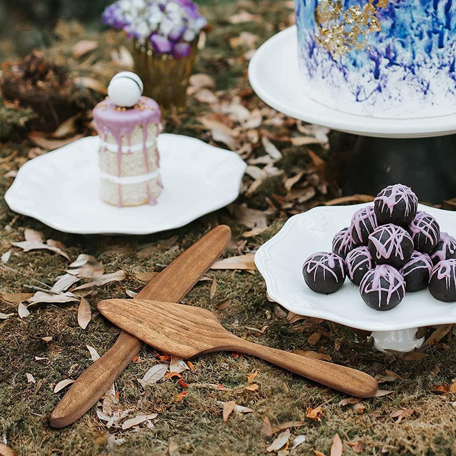 Amazon｜ウェディングケーキナイフとサーバーセット、結婚式用の木製