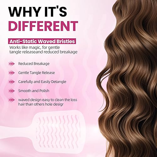 Miniatura 3 de Cepillo desenredante para todo tipo de cabello húmedo o seco, cepillado sin dolor, duradero, cerdas antiestáticas, mango ligero, cepillo de cabello