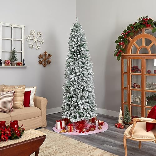 Miniatura 8 de Nearly Natural Árbol de Navidad artificial de abeto de Montreal delgado de 8 pies con 400 luces LED blancas cálidas y 1348 ramas flexibles