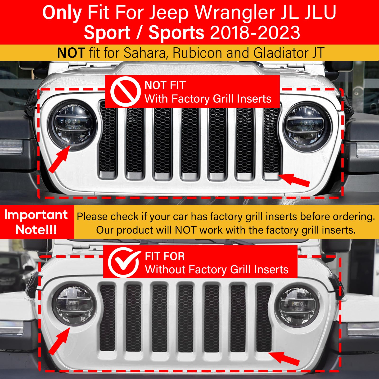 JeepラングラーJLメッシュグリルインサートヘッドライトカバー トリム 