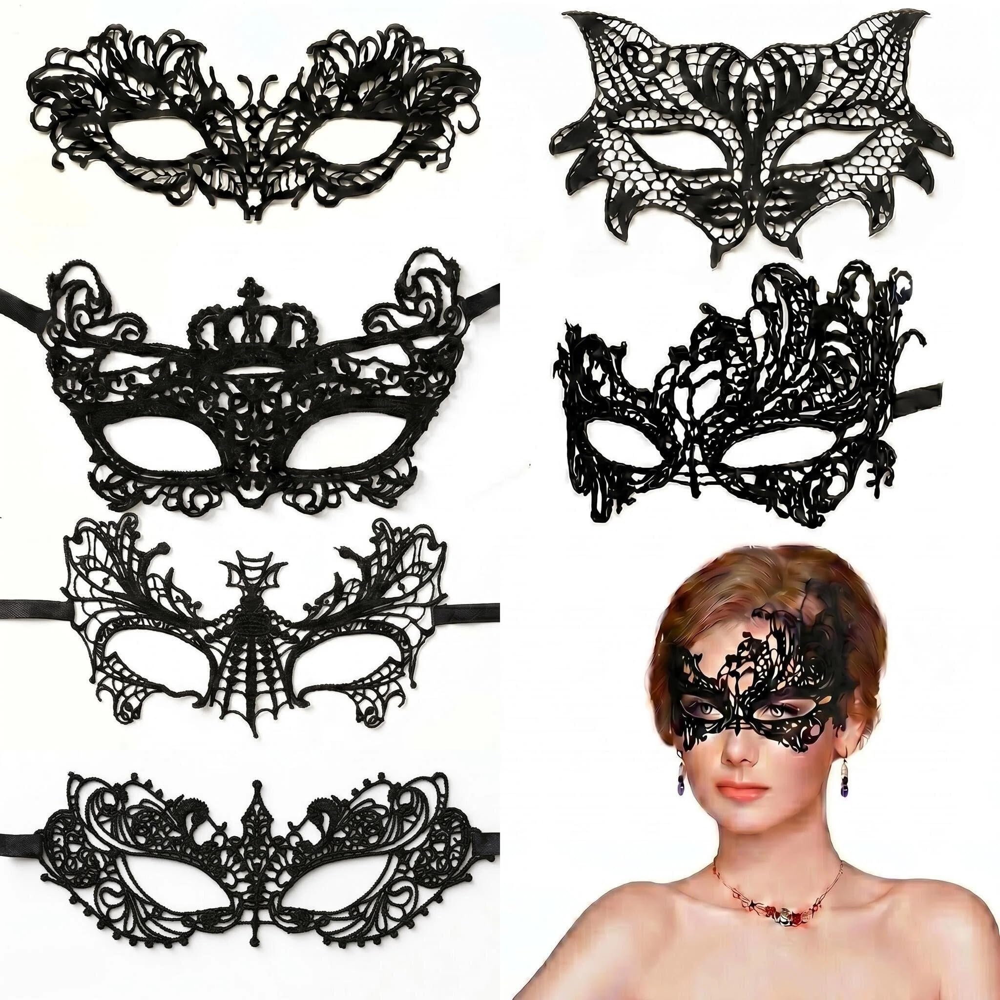 Masquerade Masks for Women, 6 Pcs Black Lace Venetian Mascarade Ball Masks for Couples, Venetian Costume, Halloween Costume Prom Ball Mardi Gras, Women Masquerade Mask for Adult, Gift for Girls