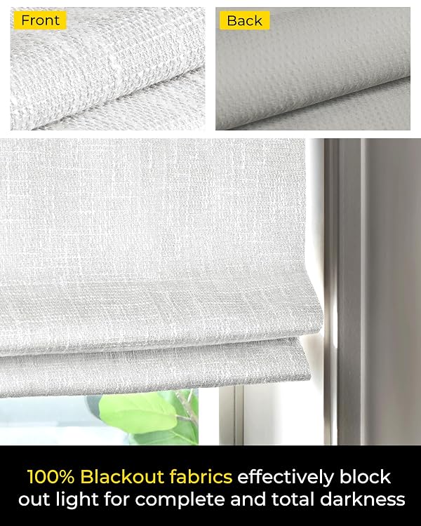 UNISHADES No Drill Cordless Roman Shades, Room Darkening, 21×48 in White by UNISHADES - Used condition - Image 3