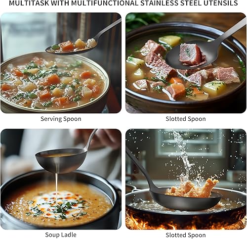 Miniatura 5 de Juego de utensilios de cocina de acero inoxidable 304  9 utensilios de cocina, juego de espátulas de metal para cocina, juego de herramientas de