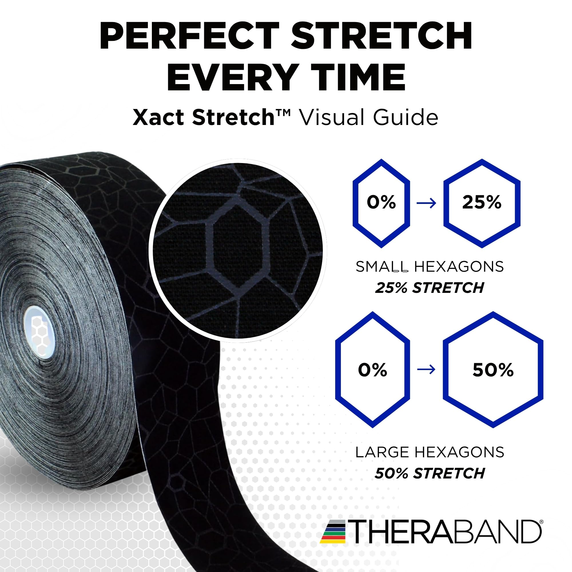THERABAND Kinesiologie-Tape mit XactStretch-Indikator für perfekte Dehnung und Anwendung jedes Mal, Beste Haftung, wasserabweisend