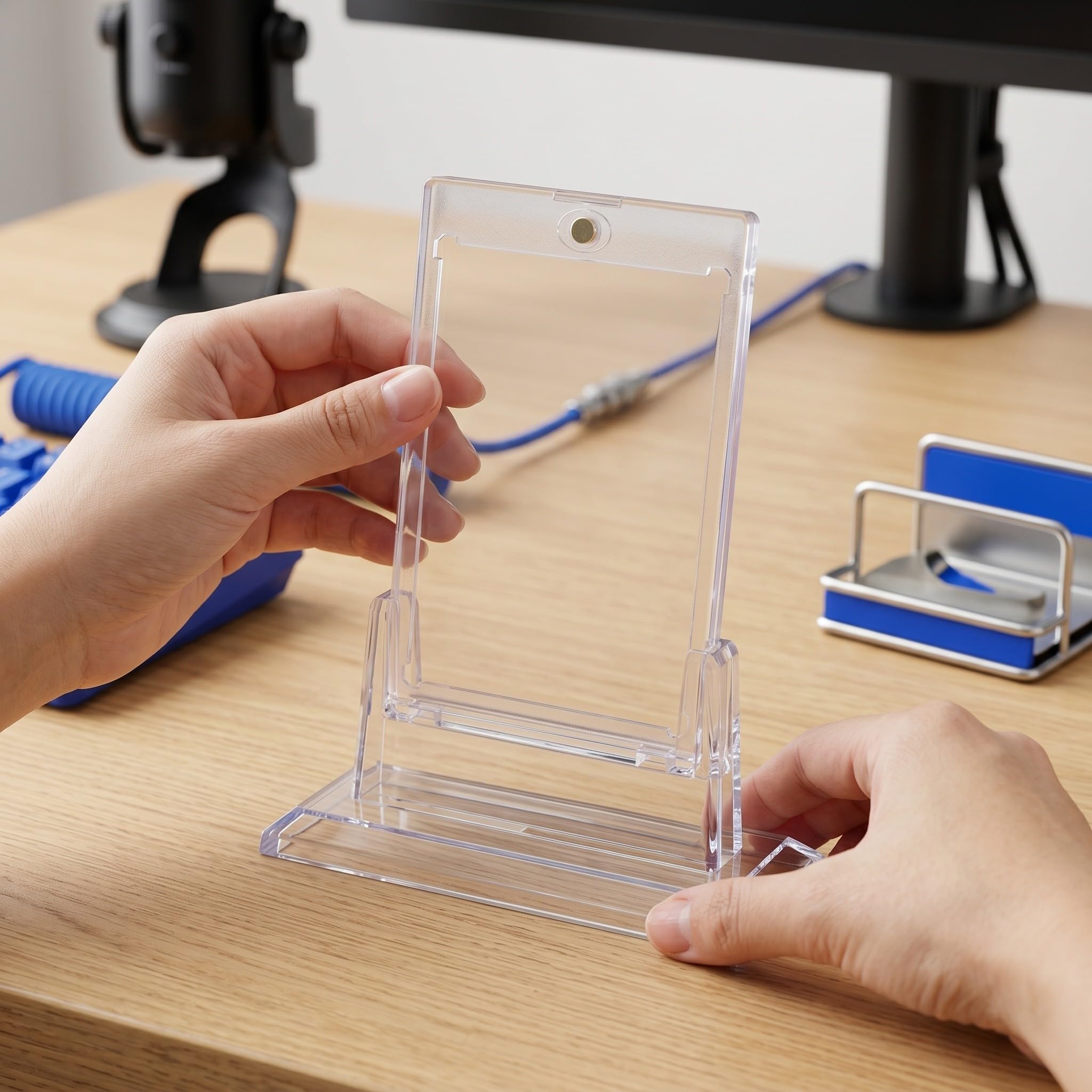 Estuche portatarjetas magnético de 6 Piezas con Soporte - Protector de Tarjetas de plástico Duro de 35 PT con Base de Soporte - para béisbol, Baloncesto y coleccionables de Juegos