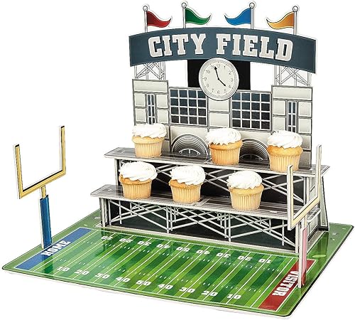 Fun Express Soporte grande de espuma para cupcakes de estadio de fútbol de 21 x 17 1/4 pulgadas, ideal para puertas traseras y todas tus golosinas