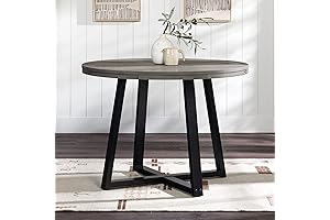 Walker Edison Grey Distressed Rustic Wood 42" Round Dining Table
