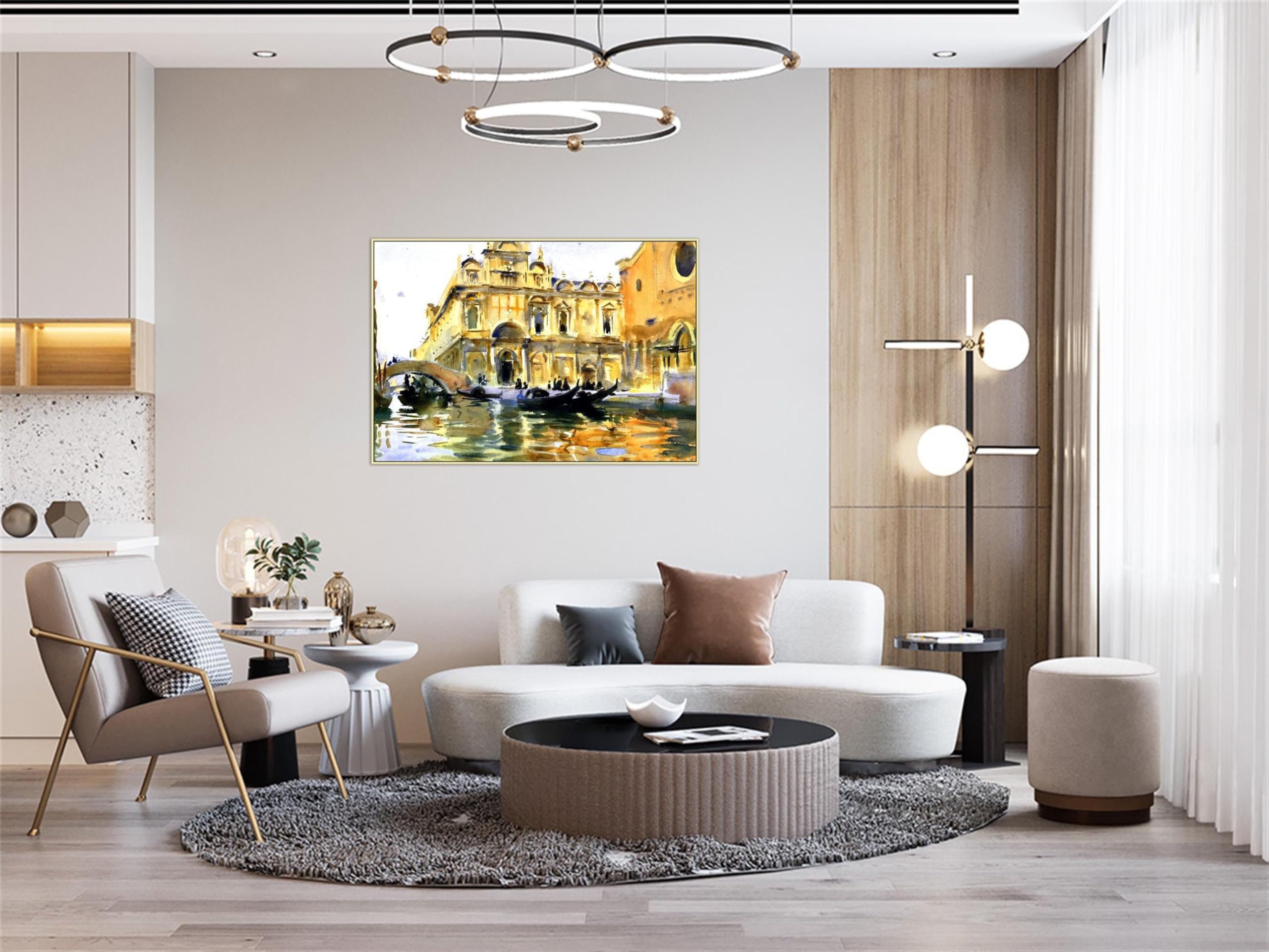 SDYSKKUG John Singer Sargent Quadri. Famosi Dipinto Stampa su Tela. Palazzo. Riproduzione Quadro Moderni Soggiorno 45x30cm Cornice Argento Champagne