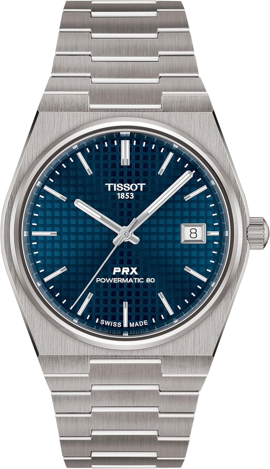 Tissot PRX 38mm, Swiss Automatic Watch for Men, Titanium Case, Blue Dial, T1378074404100
