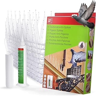 SWISSINNO Pics Anti-Pigeons – Barrière Anti-Oiseaux Humanitaire – 9 Segments de 33 cm + Silicone – Transparent – Protection Durable pour Rebords et Gouttières
