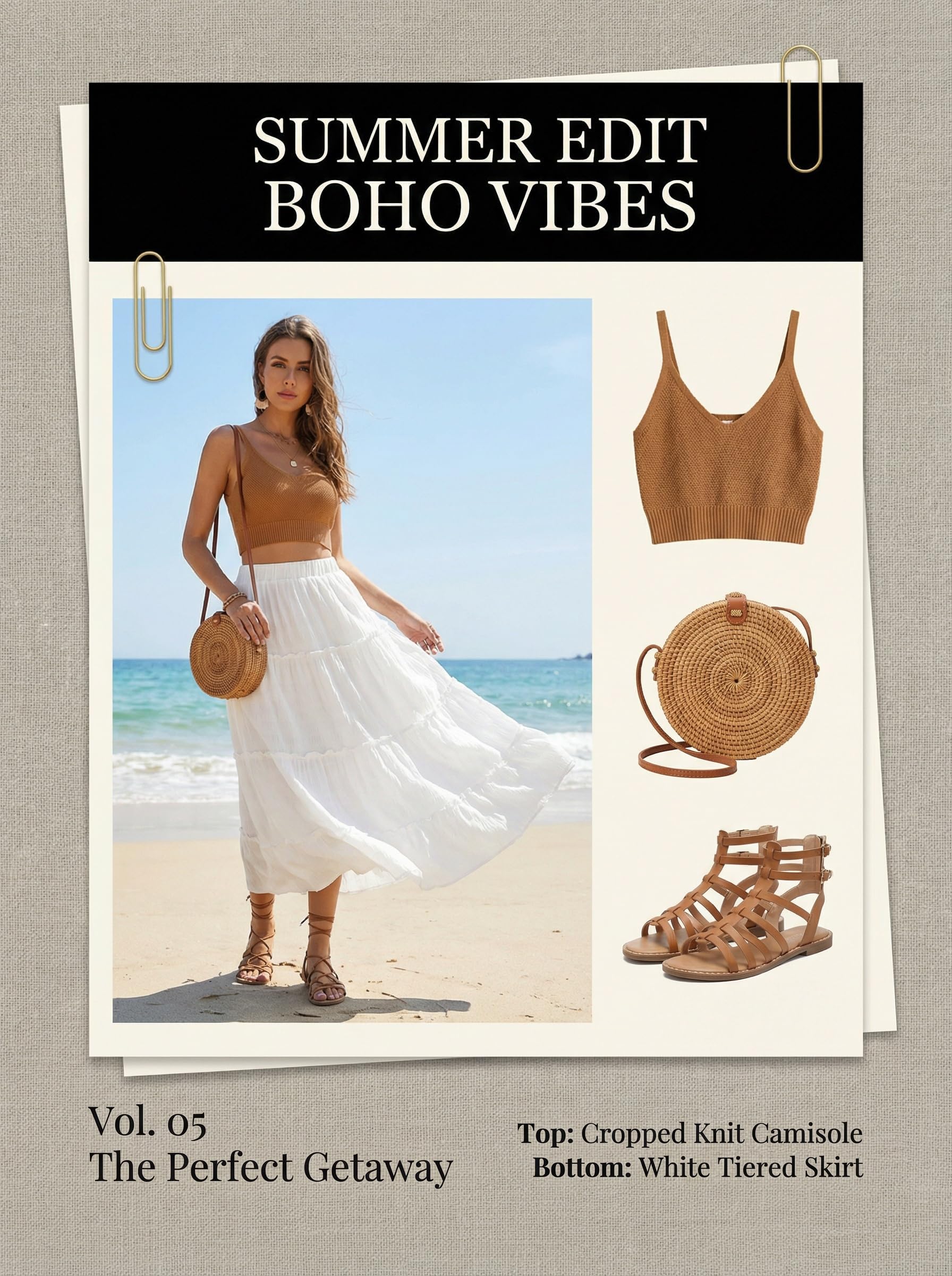 CUPSHE Damen Maxirock Sommerrock Boho A-Linie High Waist Volant Gesmokter Bund Leichter Strandrock Flowy Blickdicht Elegant Langer Rock