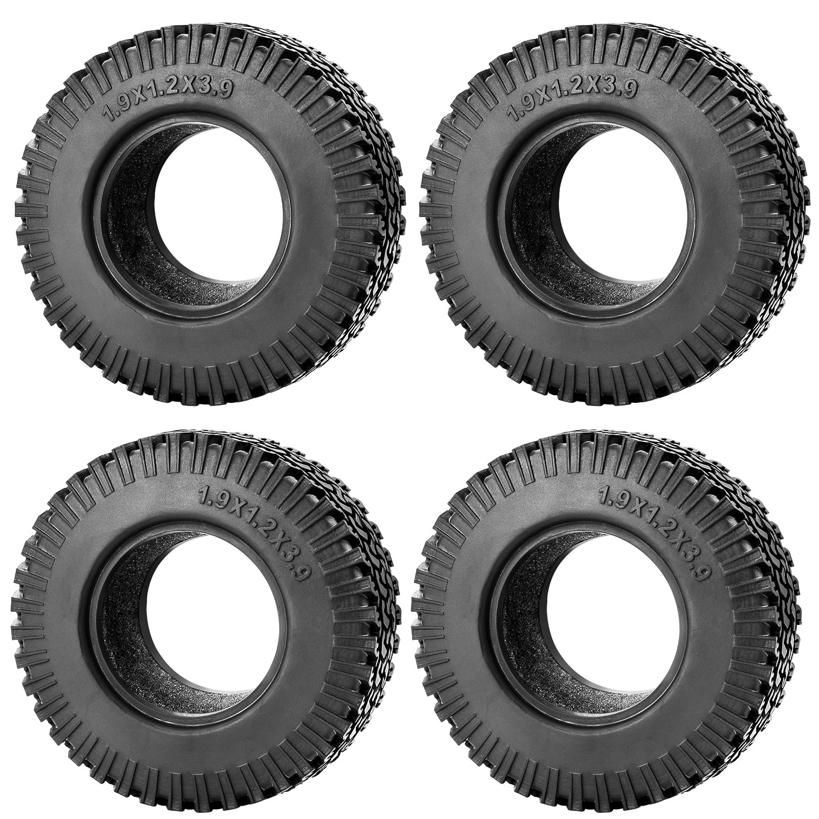 WEFEINO 4PCS 1.9" Rubber RC Tires 98mm for 1/10 Axial SCX10 90046 TRX4 D90 RC Crawler Car Accessories