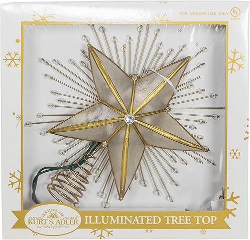 Miniatura 8 de Kurt Adler - Árbol de estrella Capiz de 5 puntos de 10 pulgadas con rayas y cuentas