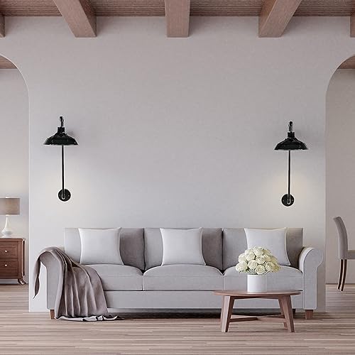 Miniatura 7 de Creative Co-Op EC0844 - Aplique de pared con pantalla redonda de metal, color negro