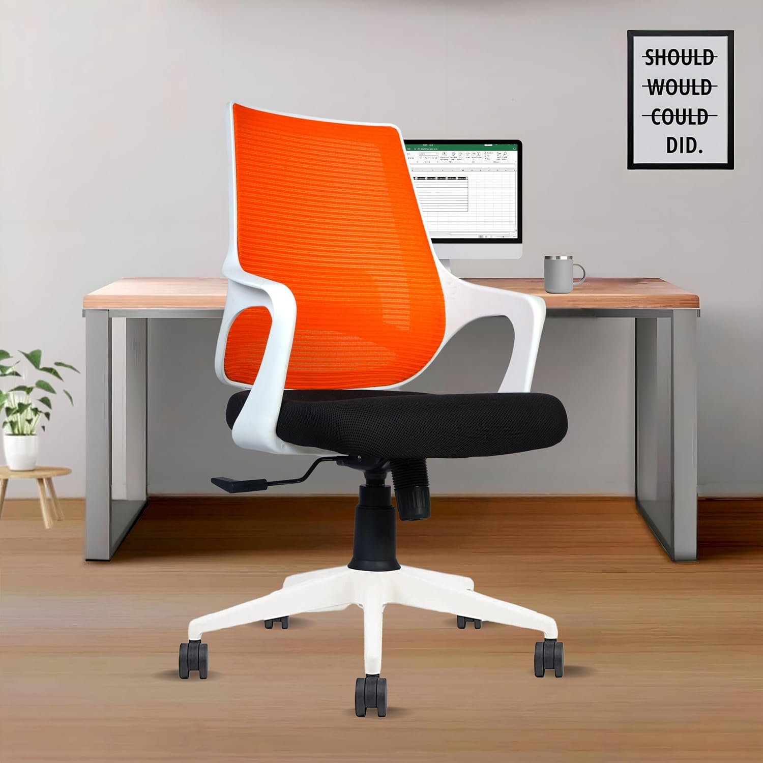 beAAthoÂ® Grace Ergonomic Mesh Mid Back Revolving Office Chair with Heavy Duty Nylon Base (Grace 