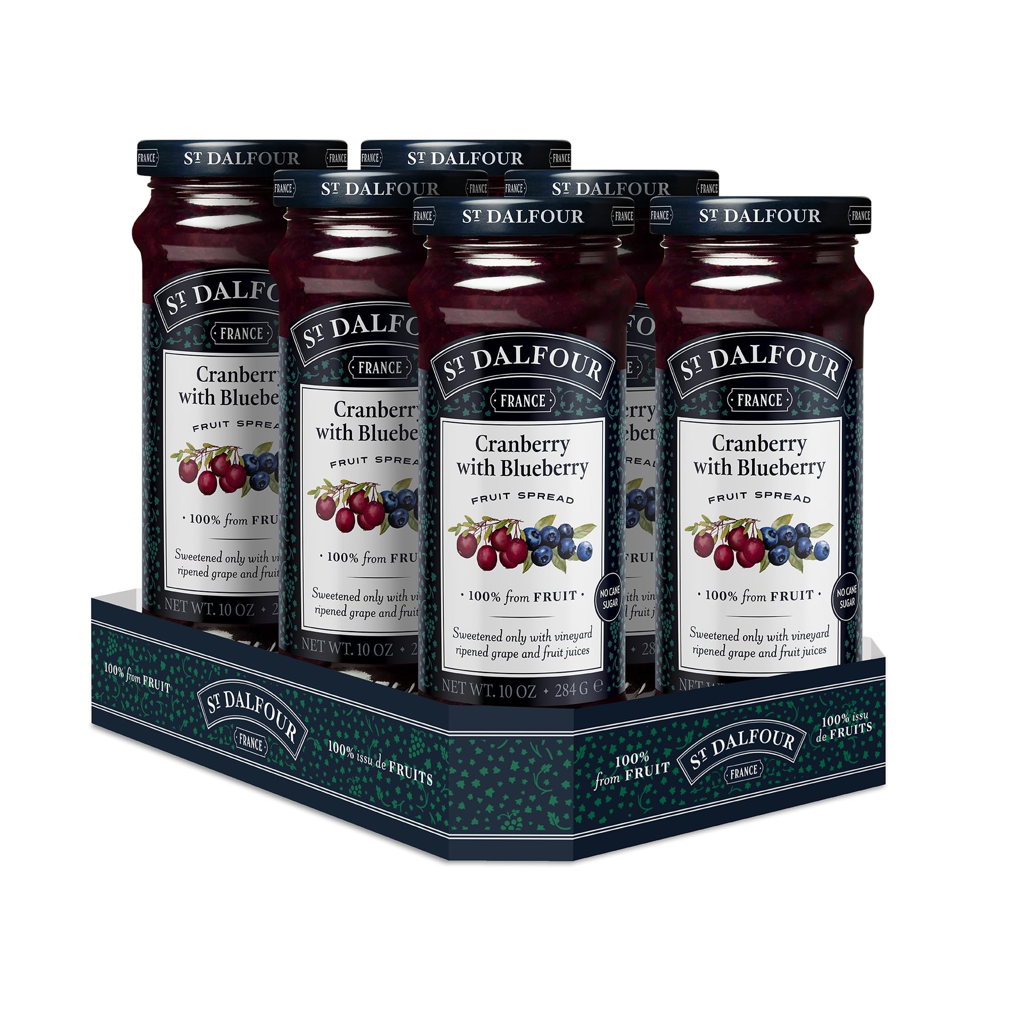 St. Dalfour Cranberry with Blueberry / 10 Ounce (Pack of 6) / 6 Chocolate & Hazelnut Spreads