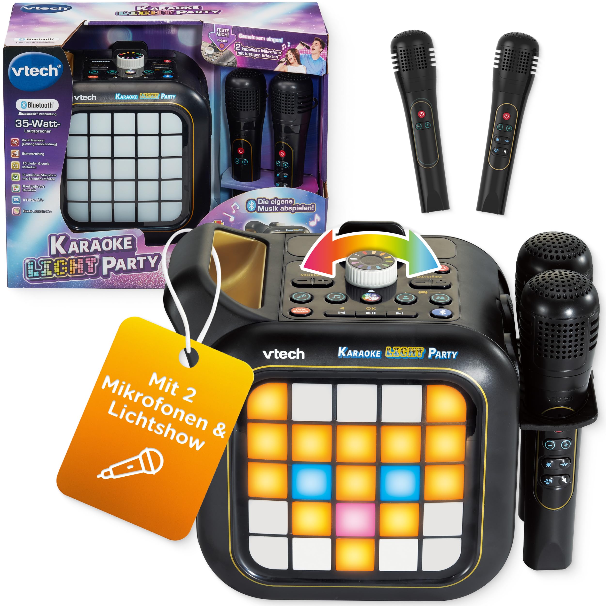 VTech Karaoke Light Party - Bluetooth-Karaoke mit 2 Mikrofonen