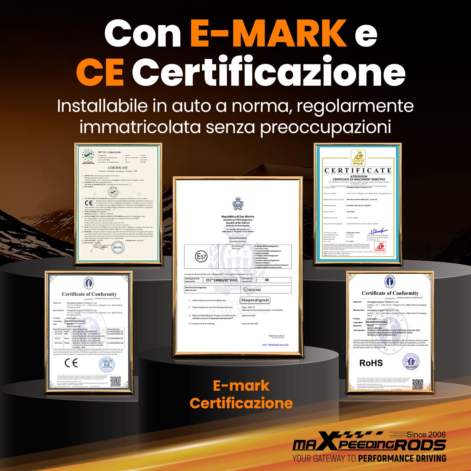 maXpeedingrods Riscaldatore a Gasolio 5KW 12V, Riscaldatore Diesel Funzionamento Silenzioso, Cinebasto con Bluetooth App e Telecomando, 0,16-0,48 L/H Basso Consumo per Camper Auto Camion Veicoli