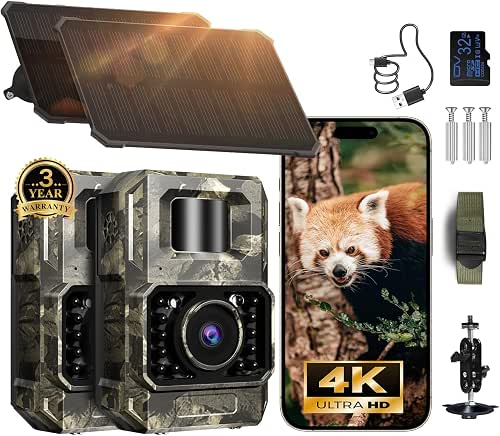 MAXDONE Solar Trail Camera 2 Pack - 4K 64MP WiFi