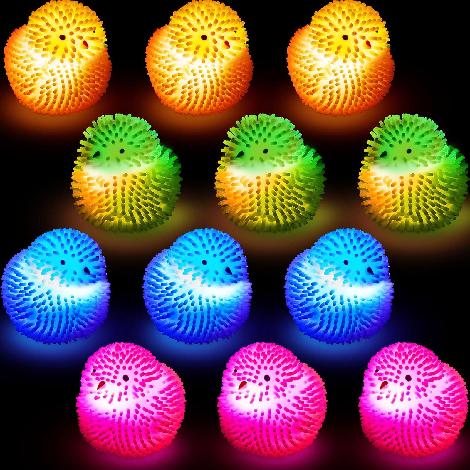 Chivao12 Pack Halloween LED Puffer Ball Ducks Chicken Glow in The Dark Balls Small Light up Ball Funky Flashing Ducks Bathtub, Assorted Colors(Chicken)