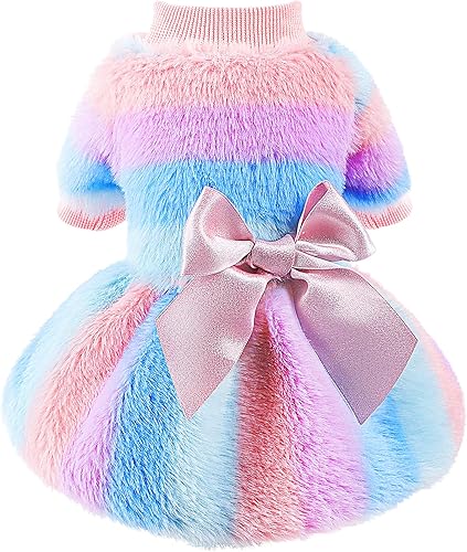 Vestido de suéter para perro, ropa de invierno y otoño, suéteres cálidos para cachorros para perros pequeños, vestidos para mascotas, trajes para