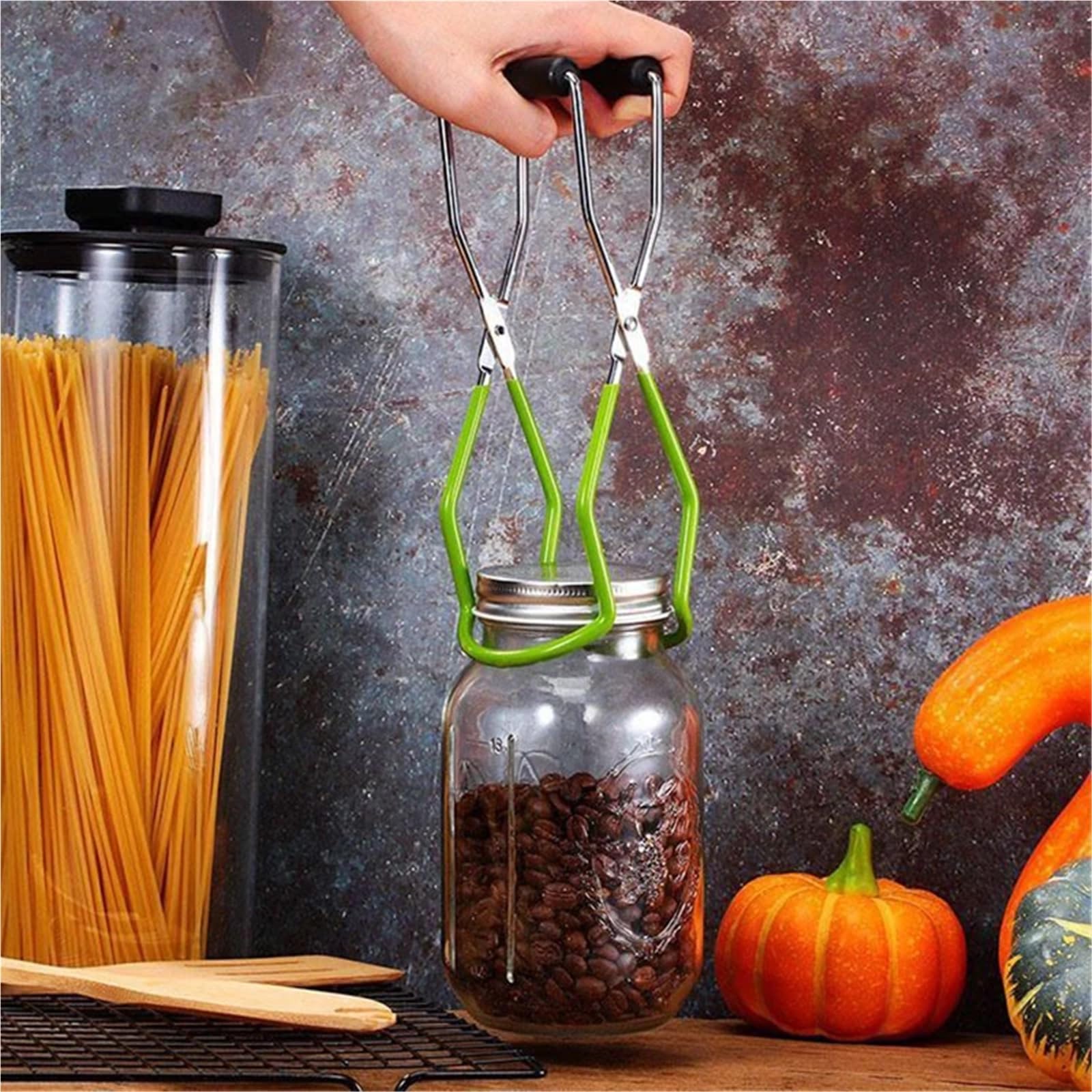 5 stücke Einmachglas Heber Tong Edelstahl Können Clip Mit Grip Griff Wärme Widerstand Anti-Clip Glas flasche Halter KitchenTool Für Ofen(Red)