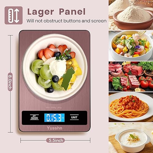 Miniatura 4 de Báscula digital de cocina, báscula de precisión para cocinar y hornear (precisión de 0.05 onzas), acero inoxidable impermeable con pantalla LCD,