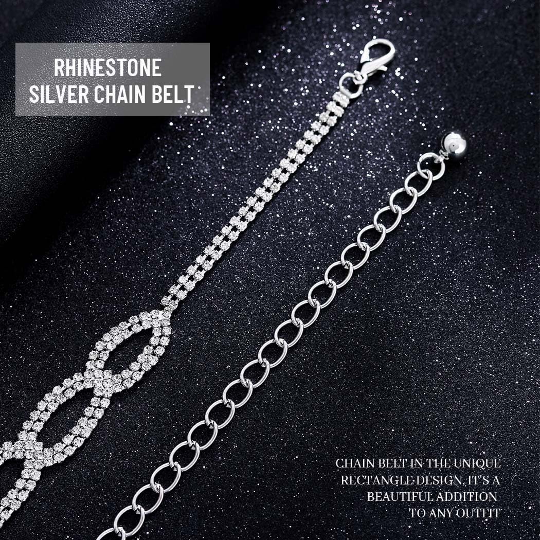 Abien Rhinestone Belt Sparkle Rhinestone Chain Belt for Women