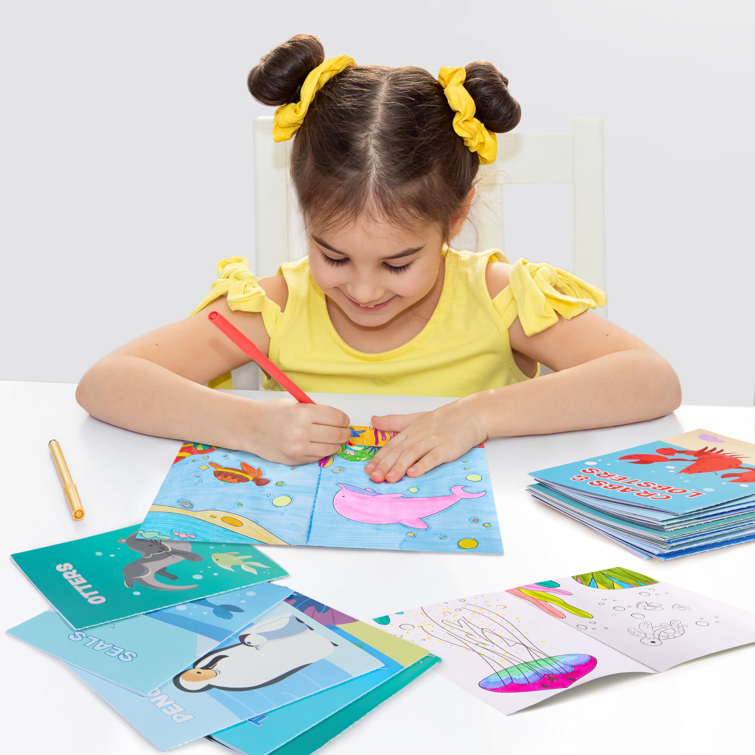 JOYIN - Lote de 24 Libros para Colorear de Océano para Niños, Mini libros de actividades con animales marinos - Detalles para fiestas, regalos de cumpleaños, recompensas escolares