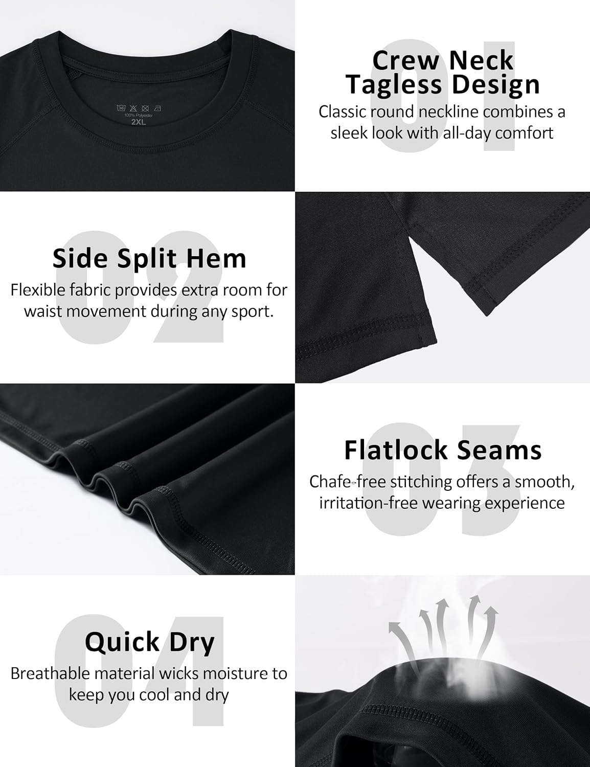 Men's Big and Tall Swim Shirts, UPF 50+ Sun Protection Short Sleeve Rash Guard, Quick Dry T-Shirt for Beach and Surfing