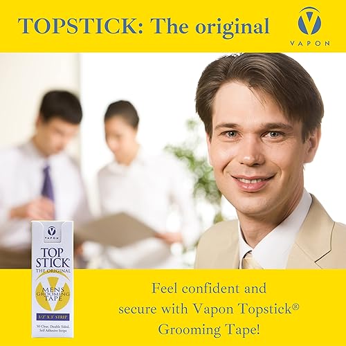 Miniatura 10 de Vapon Topstick - La cinta original de aseo para hombre - Cinta autoadhesiva transparente de doble cara para toupee y peluca adhesivo - 50 unidades