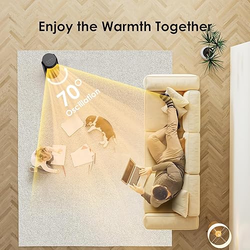 Miniatura 5 de Oraimo Calentador de espacio, calentadores eléctricos portátiles de 1500 W de 16 pulgadas para uso en interiores, oscilación de 70, temporizador de