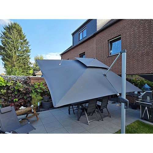 PURPLE LEAF 10' X 13' Patio Umbrella Outdoor Rectangle Umbrella Large Cantilever Umbrella Windproof Offset Heavy Duty Sun for Garden Deck Pool Patio, Grey
