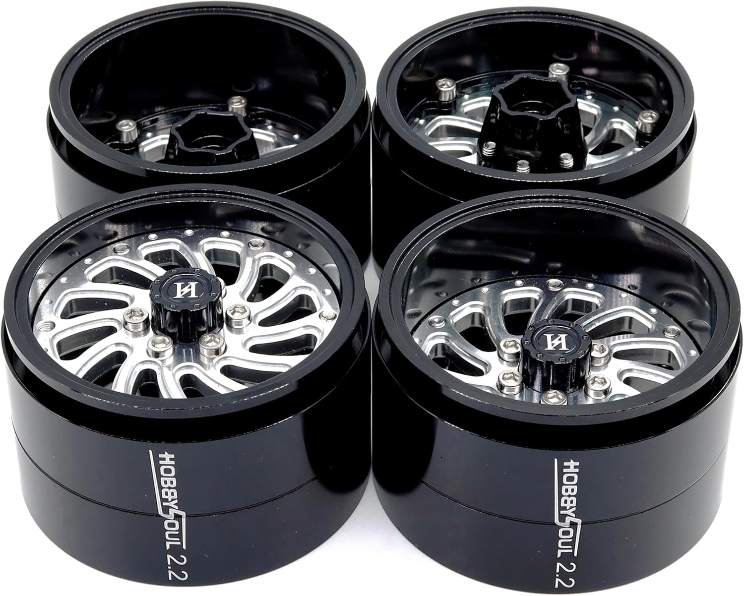 HOBBYSOUL 2.2 Beadlock Wheels Adjustable 3 Offset Rims Wide 40mm for RC 1/10 Crawler SCX10 Capra TRX4 Gen8 Everest gen 7 Pro Upgrades, HS701577
