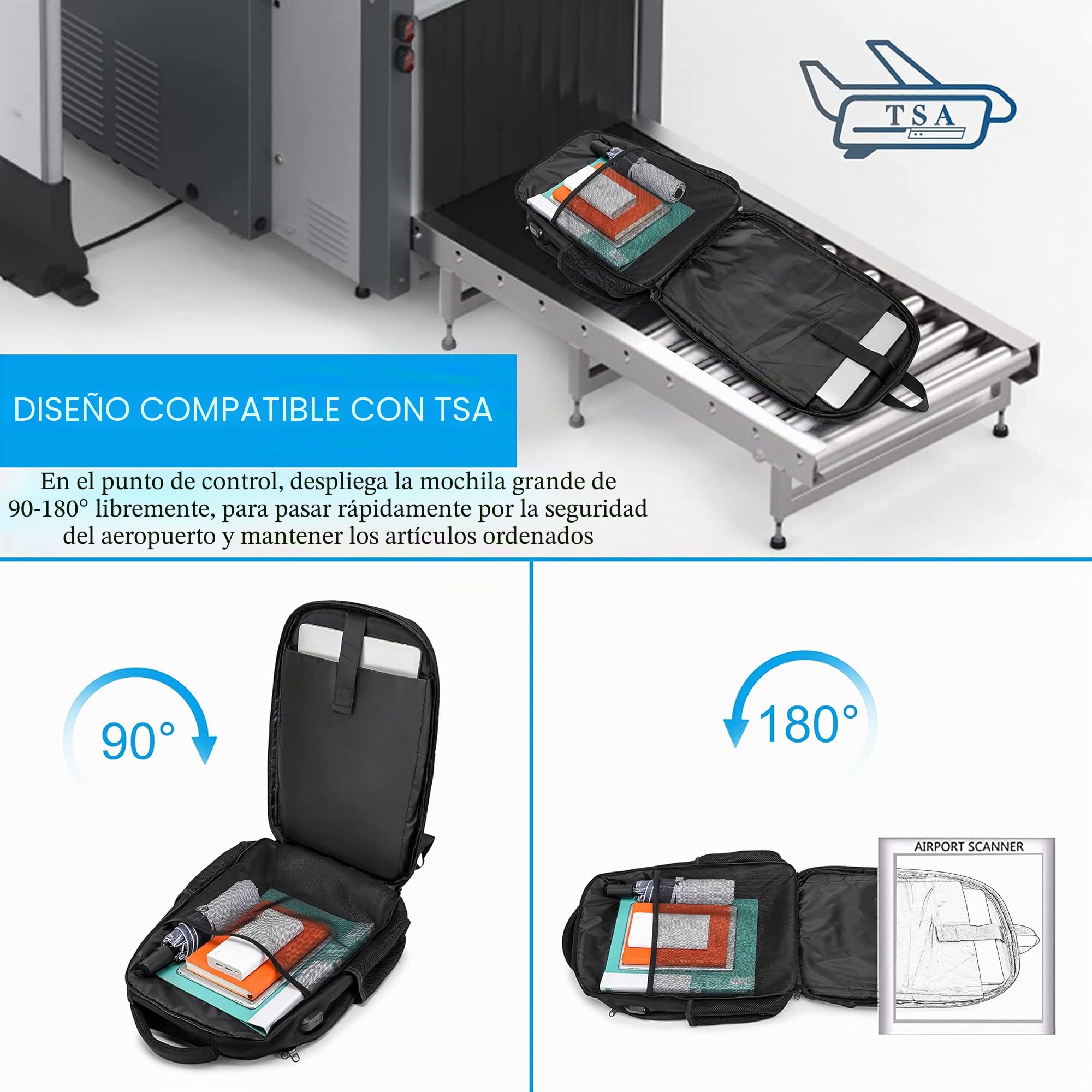 Mochila para computadora portátil, Bolsa de Viaje para computadora portátil, Bolsa universitaria antirrobo para Hombres, Mochila de Negocios Delgada con Puerto de Carga USB