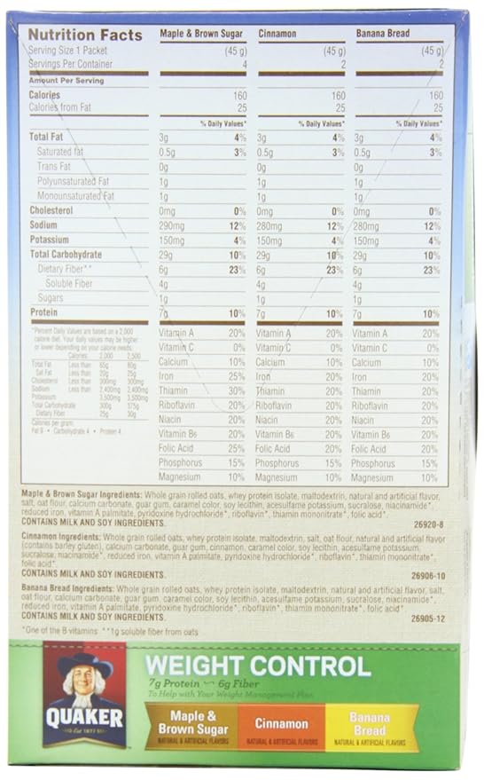 Avena Instantánea Quaker Control de Peso, Paquete Variado, 8 Sobres, 4 Cajas miniatura 2