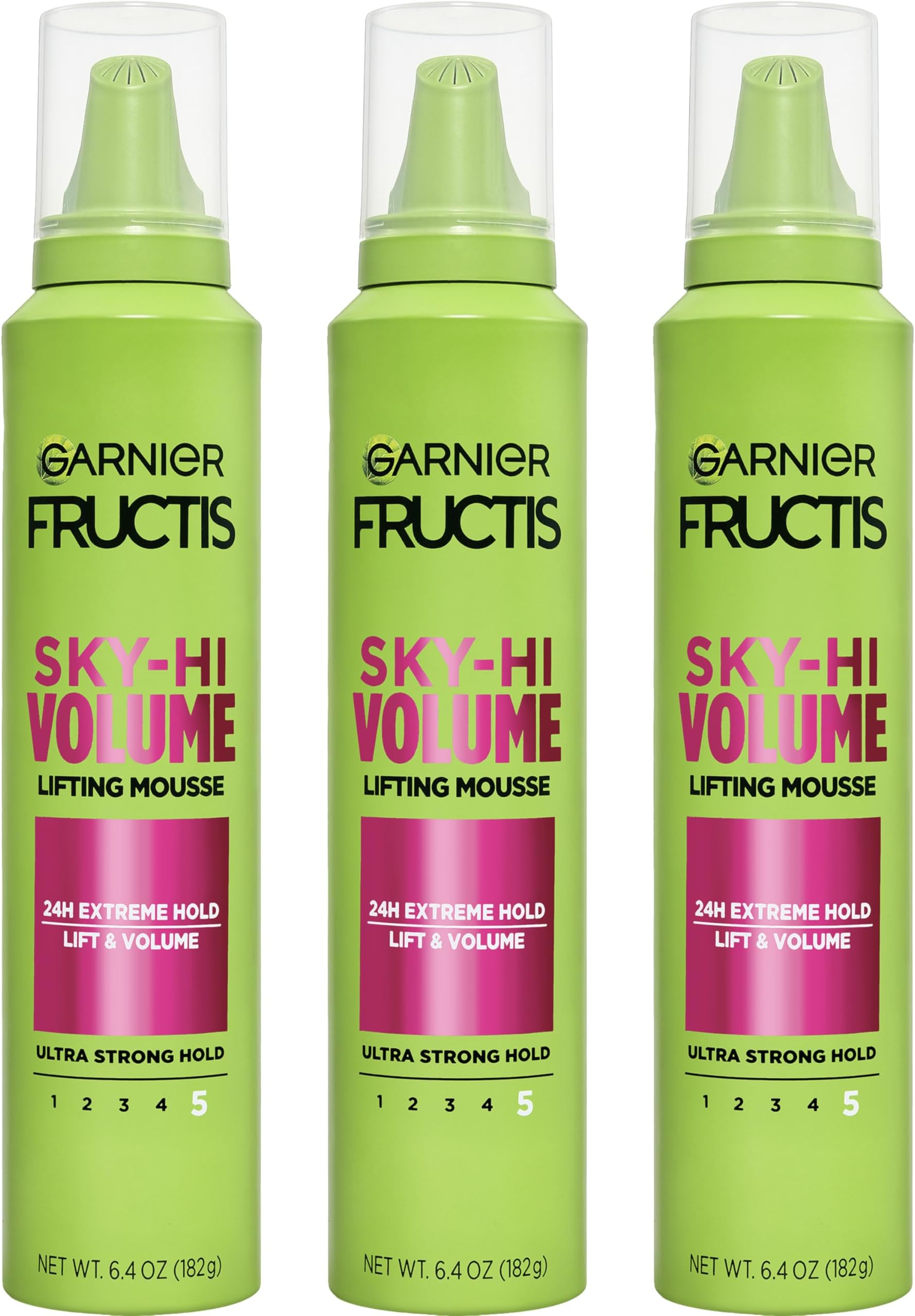 Fructis Style Sky-Hi Volume Mousse, Extreme Hold, 6.4 Oz, 3 Count (Packaging May Vary)