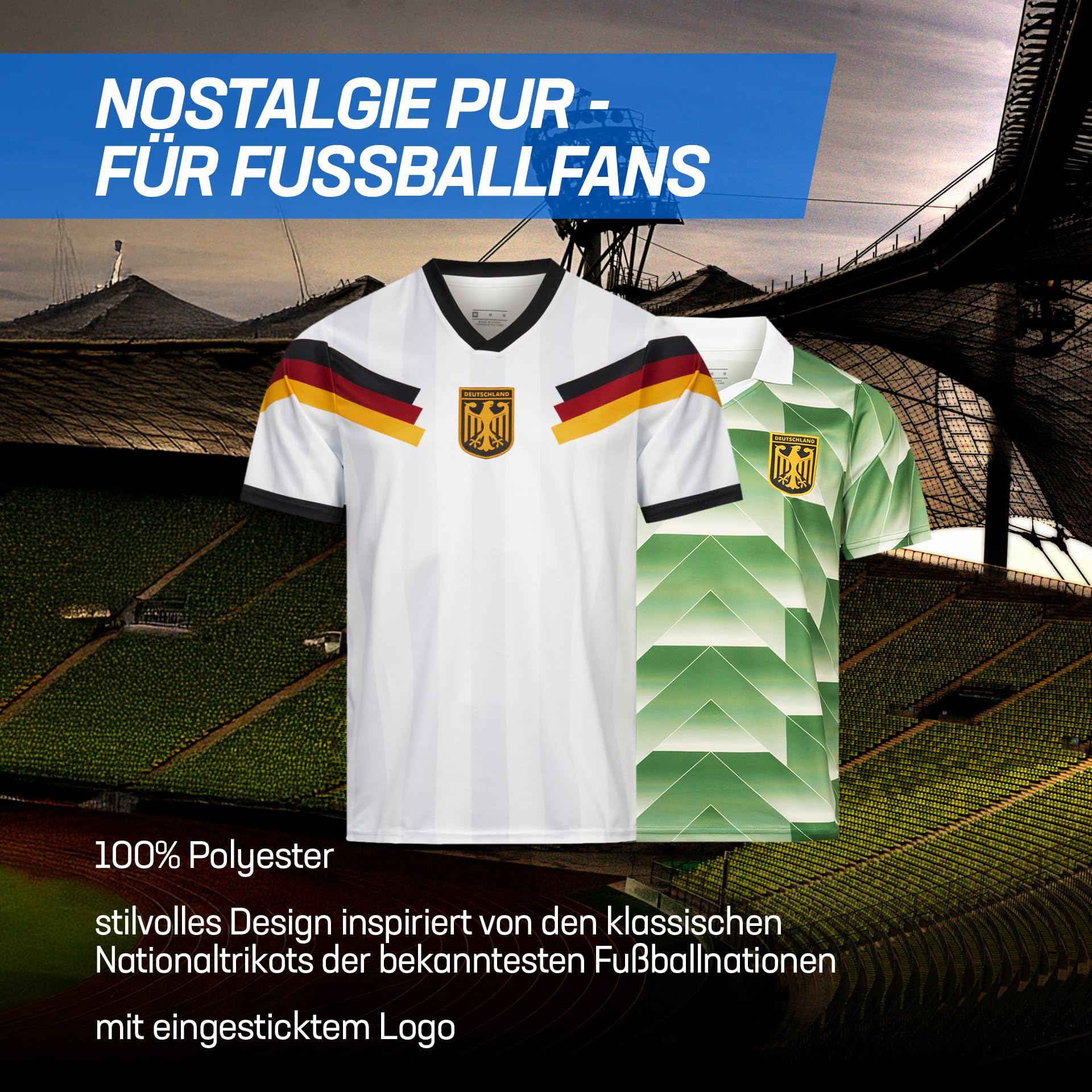 JELEX Retro History Maillot pour homme | Avec logo brodé et manches courtes | Design nostalgique pour les fans de football | Idéal pour les collectionneurs